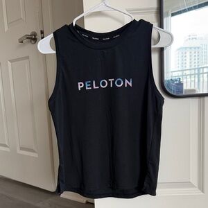 Peloton Black Tank Top with Iridescent Lettering